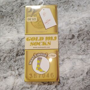 3/$25 Novelty Gold 999.9 Socks,  Men's Crew Length